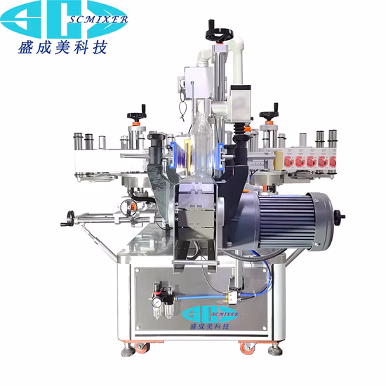 Máquina automática de rotulagem e enchimento de garrafas de vidro para molho de cogumelo